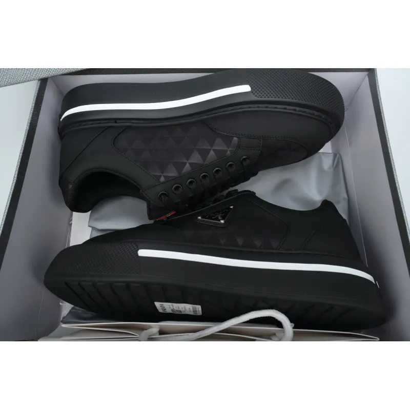Prada Macro Re-nylon And Brushed Leather Sneakers Black