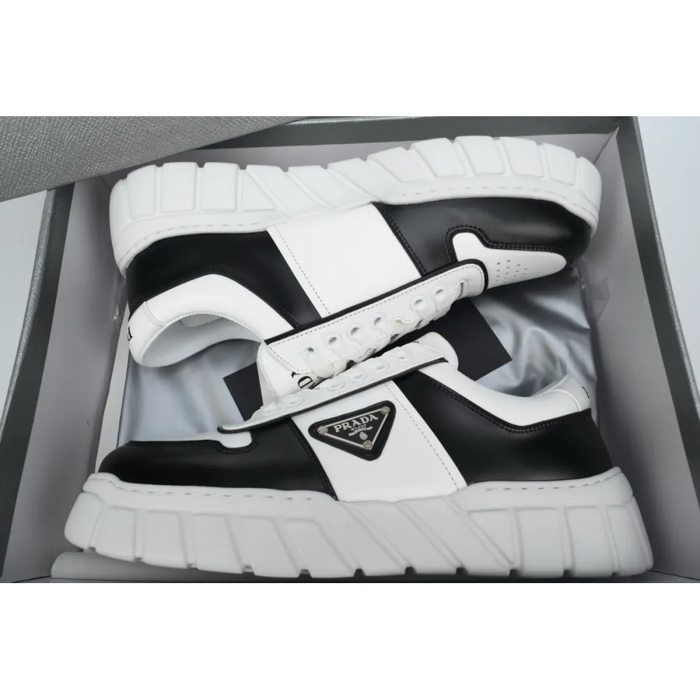 Prada Voluminous Sneakers Leather White Black  2EE378_3LJ6_F0964