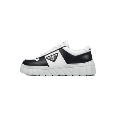 Prada Voluminous Sneakers Leather White Black  2EE378_3LJ6_F0964 01