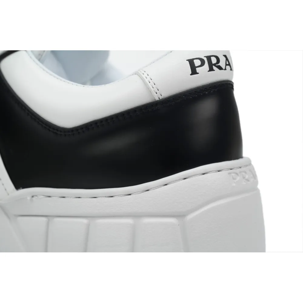 Prada Voluminous Sneakers Leather White Black  2EE378_3LJ6_F0964