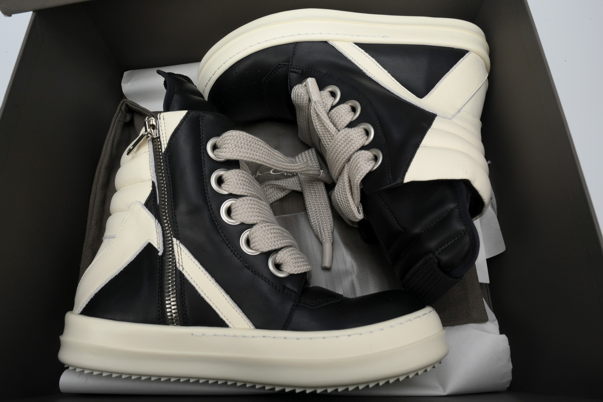 Rick Owens GeoBasket Oversized Eylet Black Milk RU02B2894-LPOW1-911
