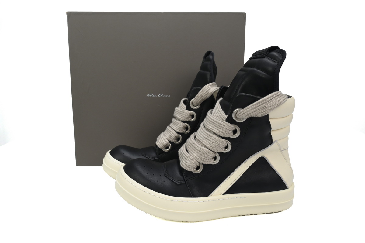 Rick Owens GeoBasket Oversized Eylet Black Milk RU02B2894-LPOW1-911