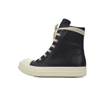 Rick Owens Ramones Leather High Top Black Cream  RU01B1890 01