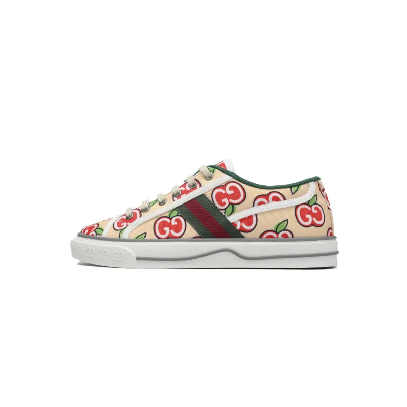 Gucci Tennis 1977 GG Logo Beige And Red