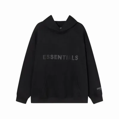  Fear Of God Essentials Pullover Hoodie Applique Logo Black 01