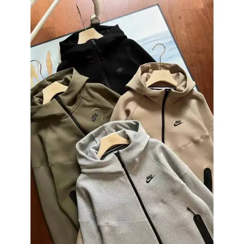 Nike Sportswear Tech Fleece Hoodie & Joggers Pant Set Black/Grey/Army Green/Khaki YZ FB7922 8002