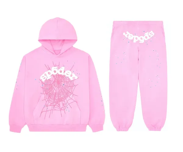 Sp5der light pink tracksuit suit