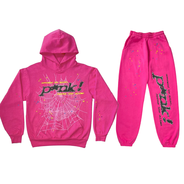 Sp5der pink tracksuit suit