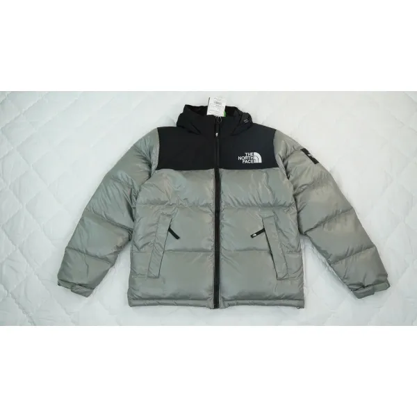 the Nor*h face splicing white and grey down jacket