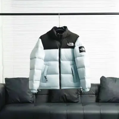 The North Face Splicing White And Blue Down Jacket 01
