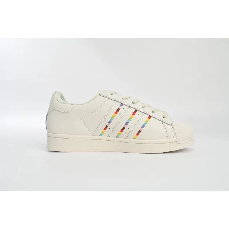 adidas Superstar White Black Gold White Rainbow ID7493