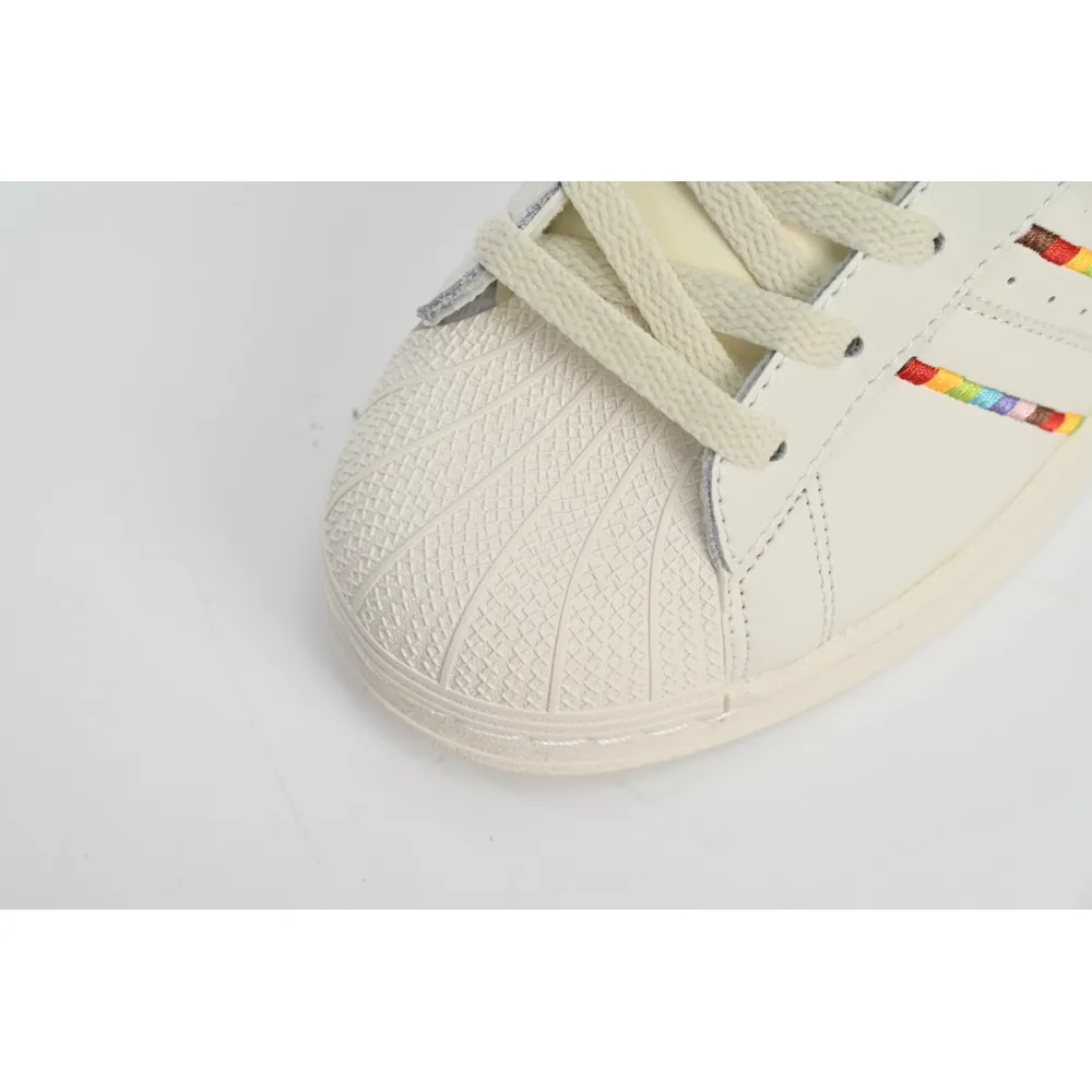 adidas Superstar White Black Gold White Rainbow ID7493