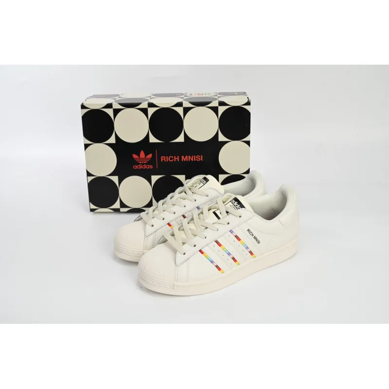 adidas Superstar White Black Gold White Rainbow ID7493