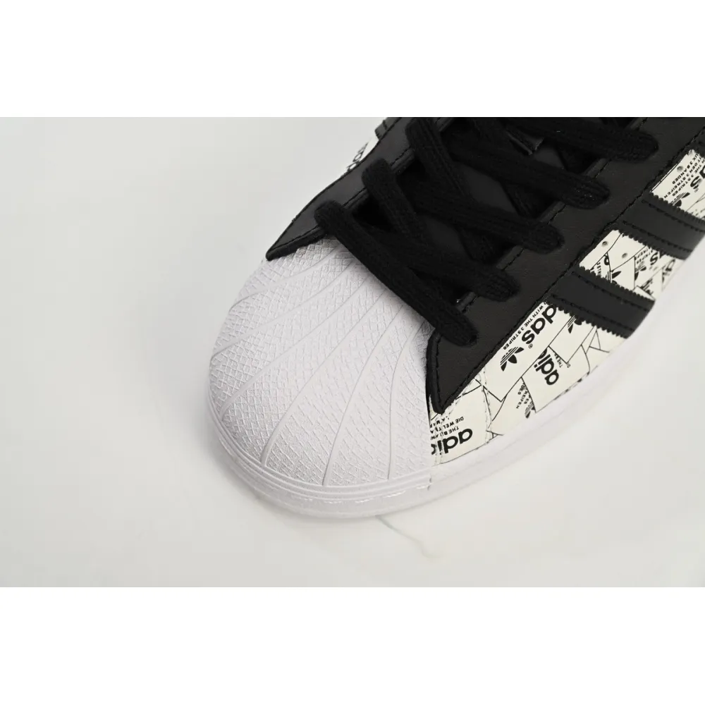 adidas Superstar White Black White Black Red FV2819