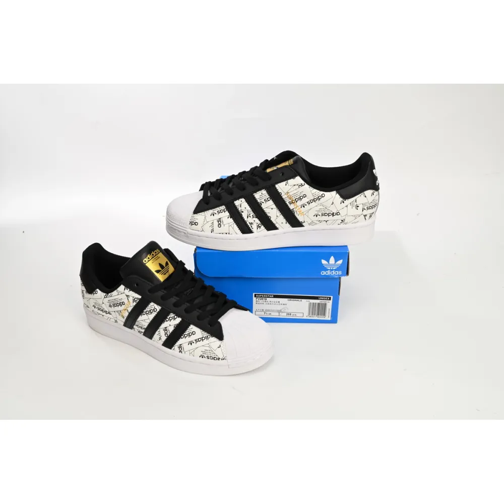 adidas Superstar White Black White Black Red FV2819