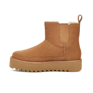 Elastic Sleeve Round Toe Short Boots Brown 1158051