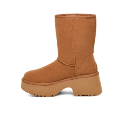 Fisherman Wedge-heeled High-top Round-toed Short Boots Brown 1158310 01