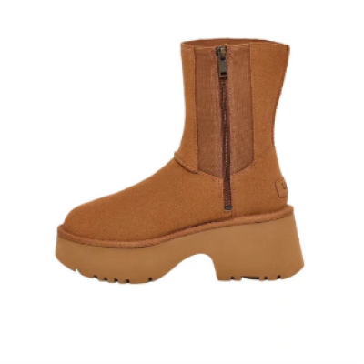 Fisherman Zipper High-top Round Toe Snow Boots Brown 1158313 01