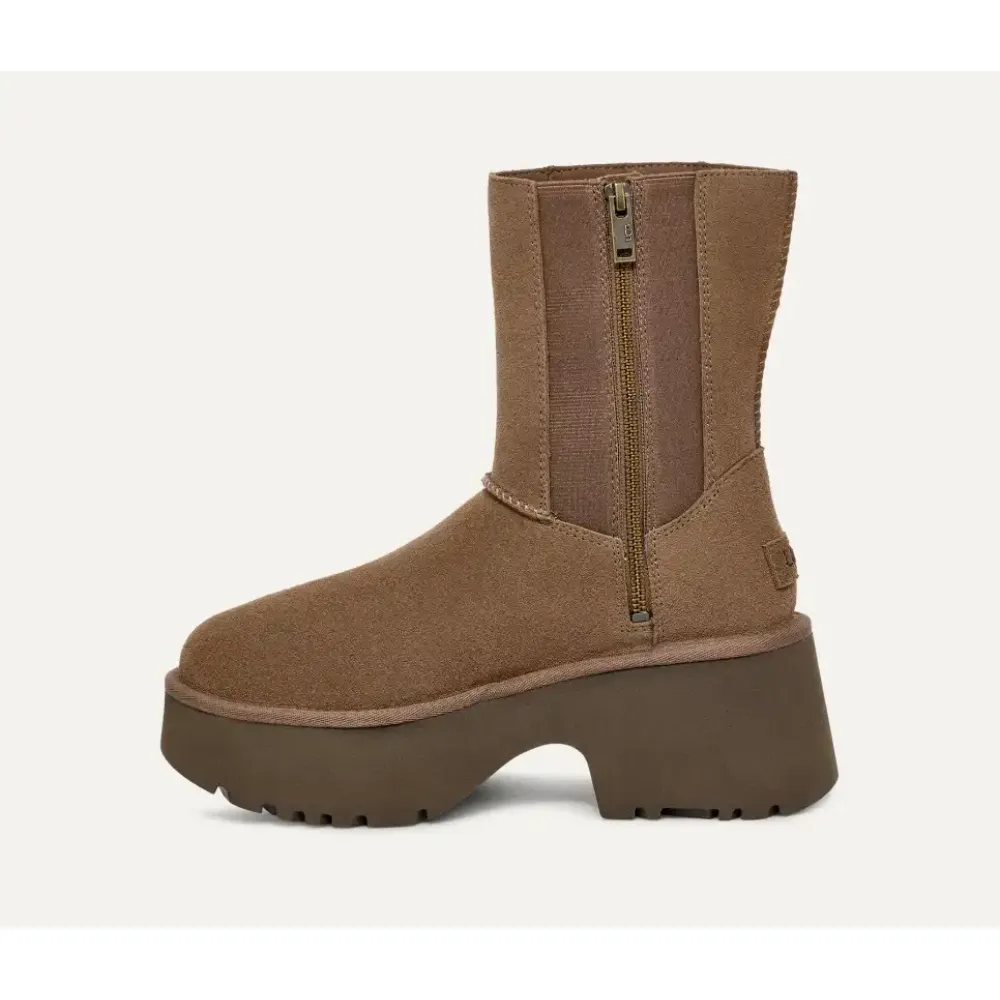 Fisherman Zipper High-top Round Toe Snow Boots Coffee 1158313