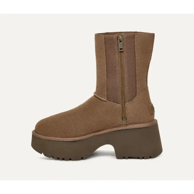 Fisherman Zipper High-top Round Toe Snow Boots Coffee 1158313