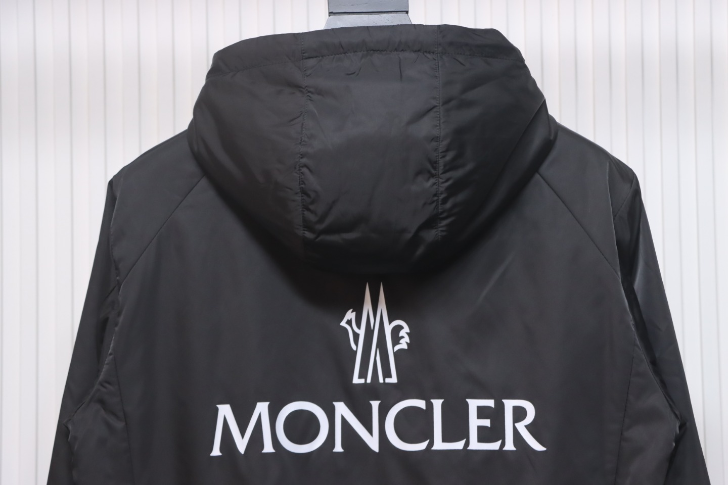 Moncler Cotton Hooded Jacket With Front And Rear Lettering Logo Black