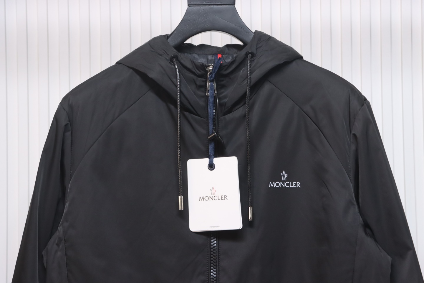 Moncler Cotton Hooded Jacket With Front And Rear Lettering Logo Black