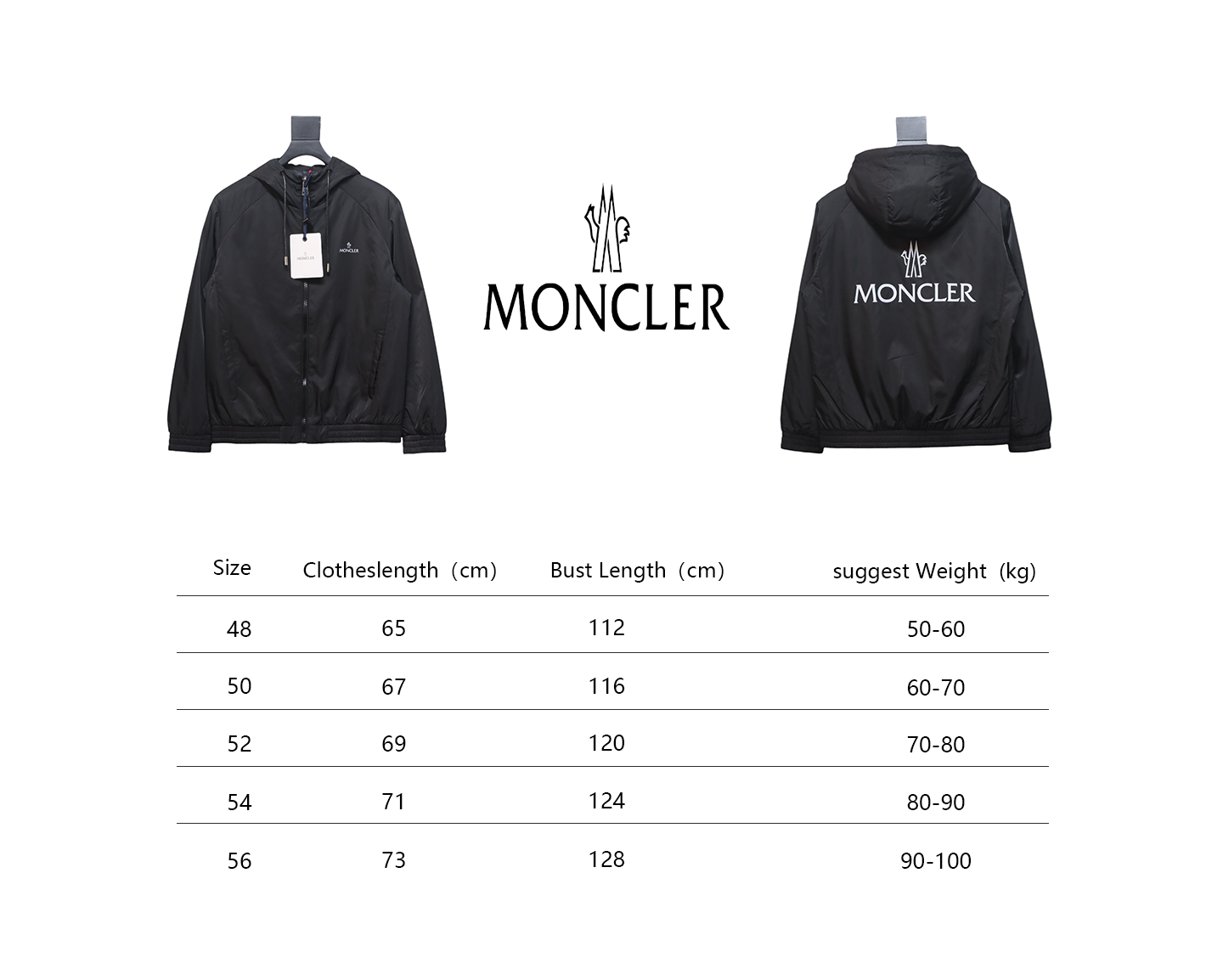 Moncler Cotton Hooded Jacket With Front And Rear Lettering Logo Black