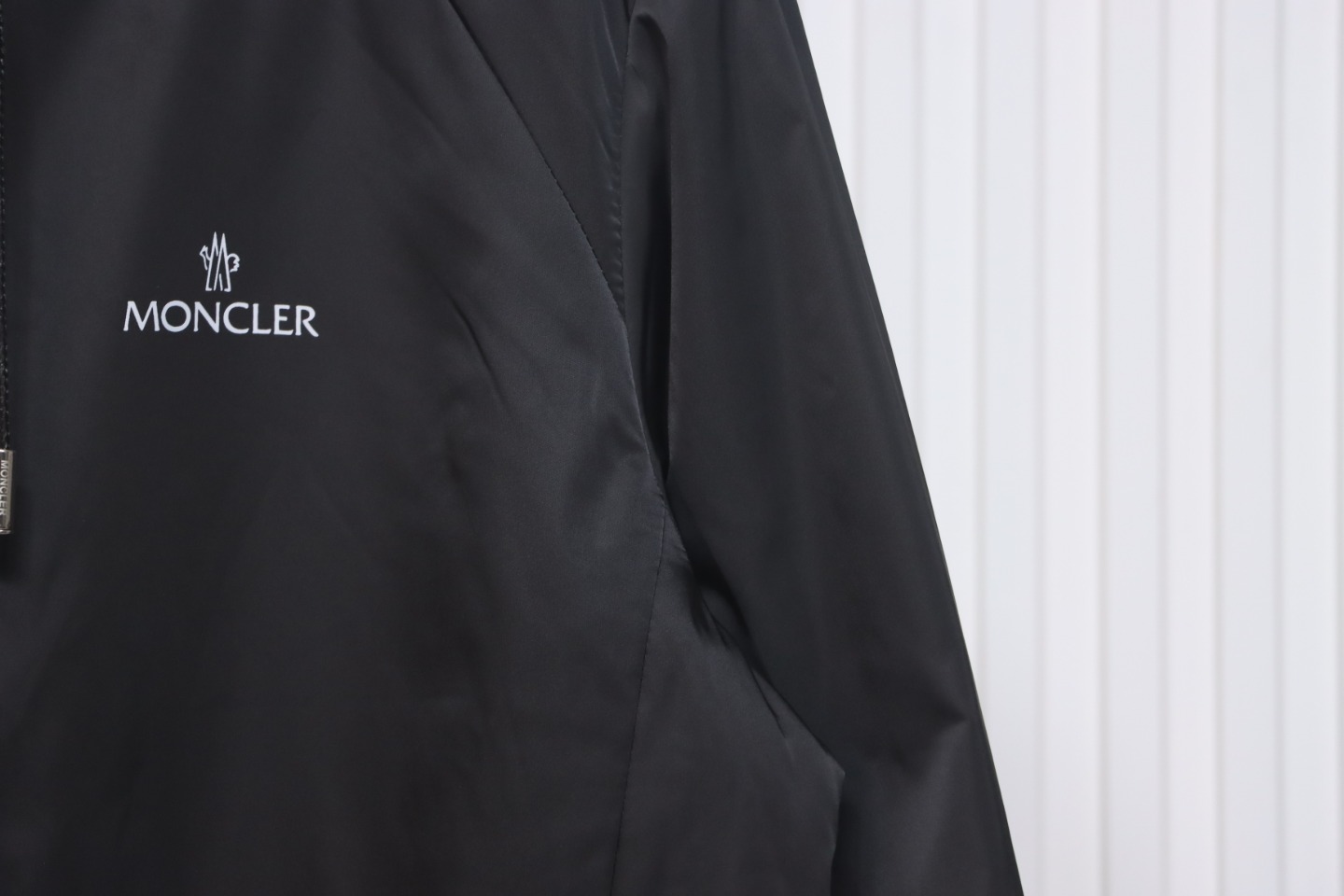 Moncler Cotton Hooded Jacket With Front And Rear Lettering Logo Black