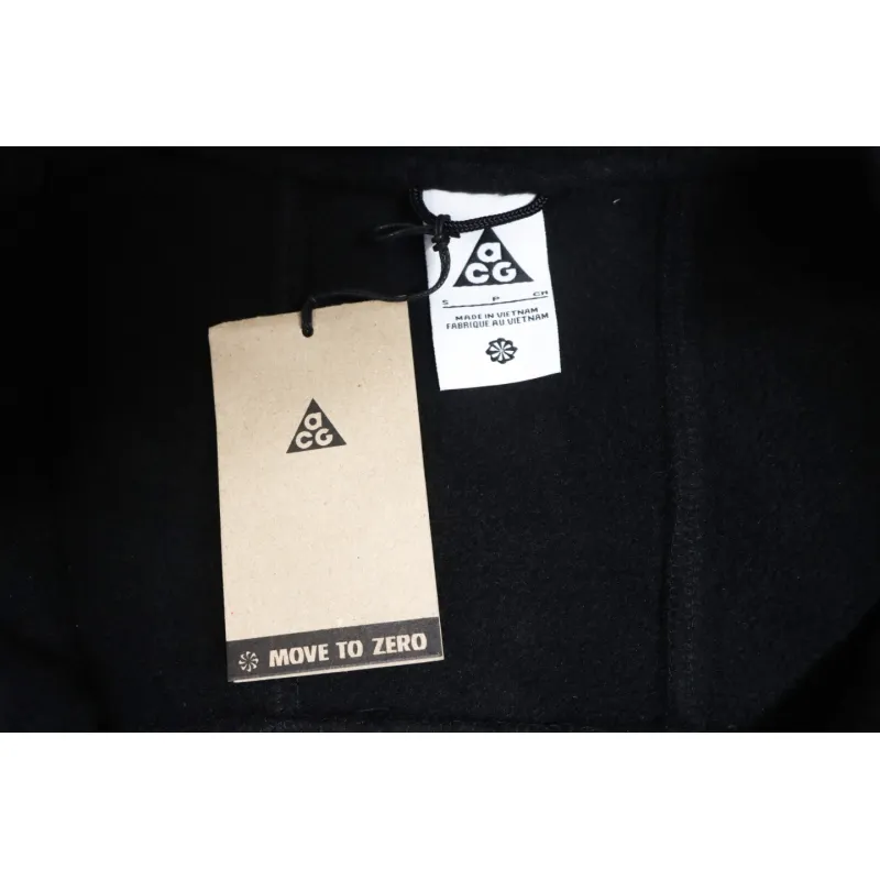ACG Embroidered Logo Zipper Pocket Polar Fleece Jacket Black