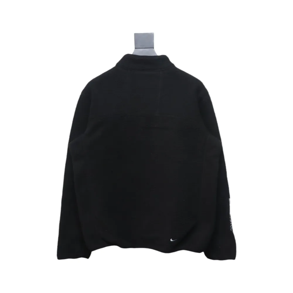 ACG Embroidered Logo Zipper Pocket Polar Fleece Jacket Black
