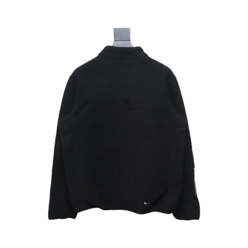 ACG Embroidered Logo Zipper Pocket Polar Fleece Jacket Black