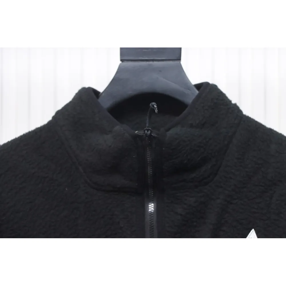 ACG Embroidered Logo Zipper Pocket Polar Fleece Jacket Black