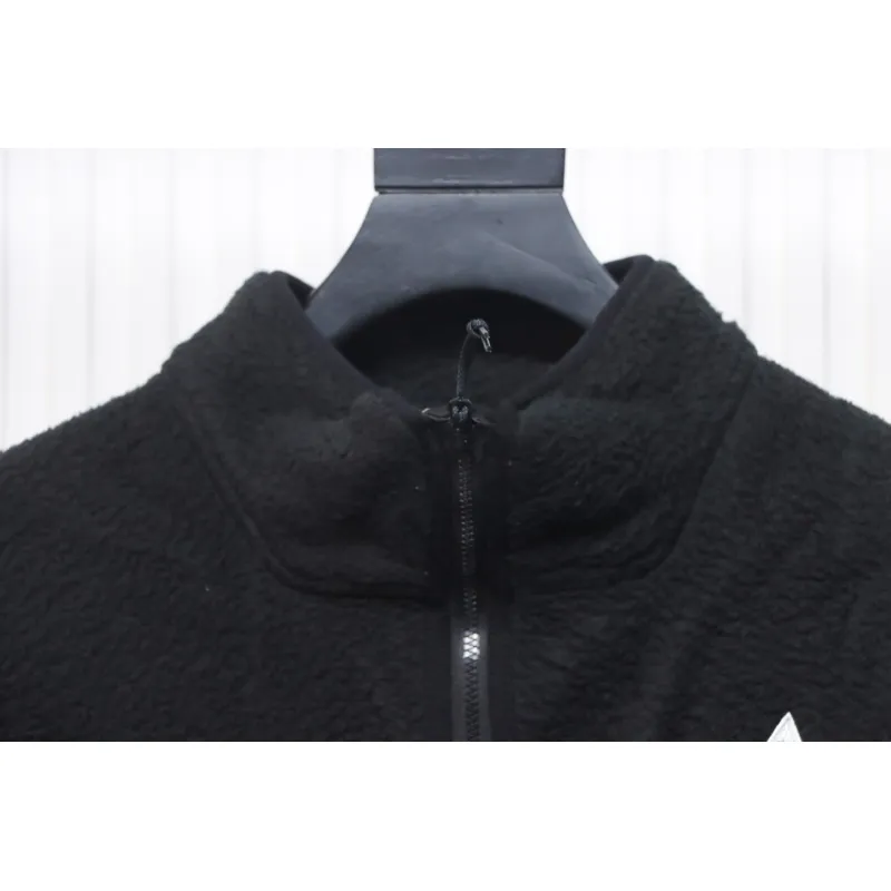 ACG Embroidered Logo Zipper Pocket Polar Fleece Jacket Black