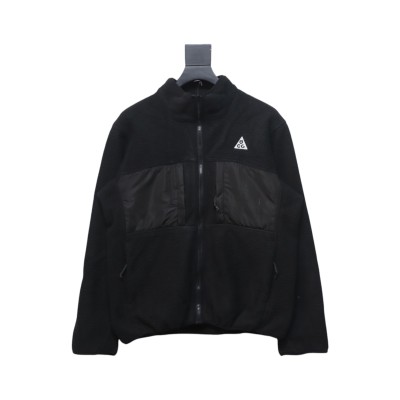 ACG Embroidered Logo Zipper Pocket Polar Fleece Jacket Black 01