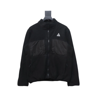 ACG Embroidered Logo Zipper Pocket Polar Fleece Jacket Black 01