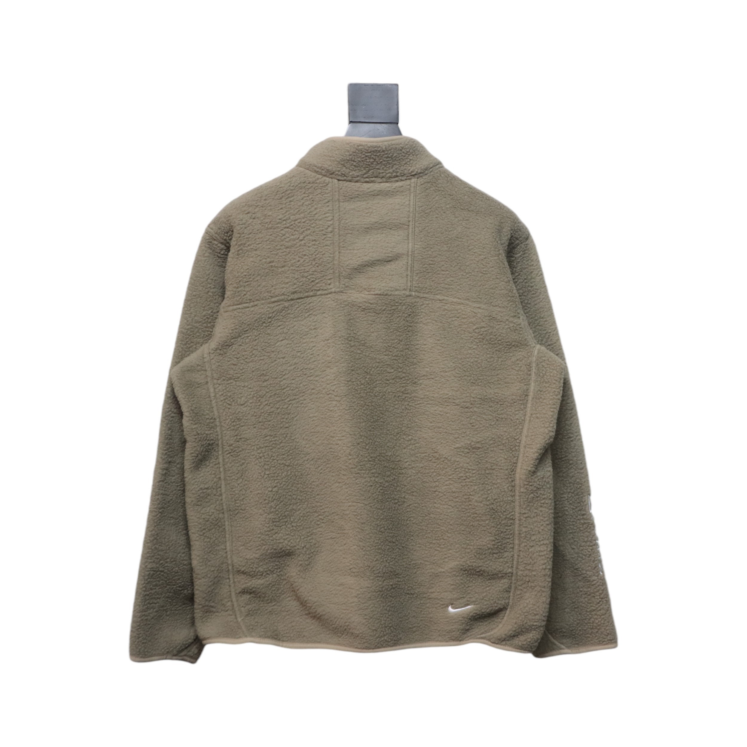 ACG Embroidered Logo Zipper Pocket Polar Fleece Jacket Khaki