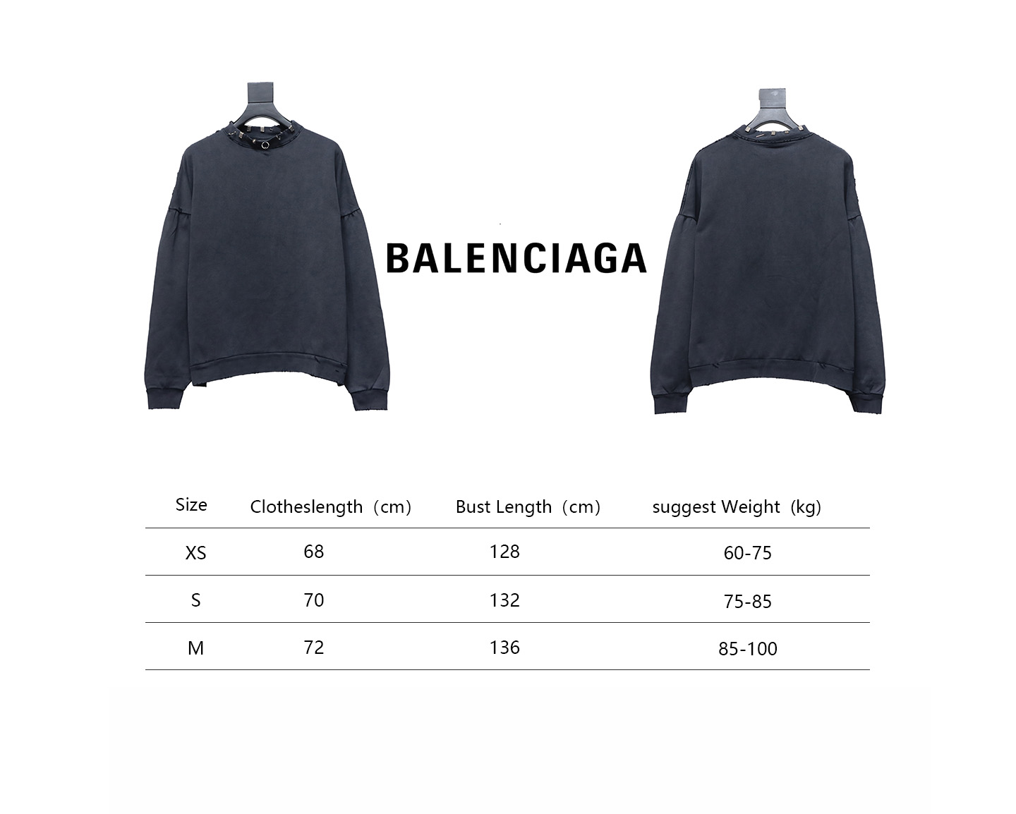 Ba*len*cia*ga 23fw round neck sweatshirt with ring buttons and rivets