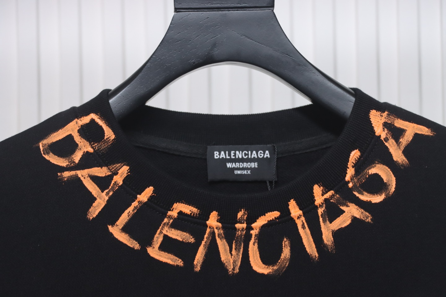 Ba*len*cia*ga 24fw hand-painted double b round neck sweatshirt black
