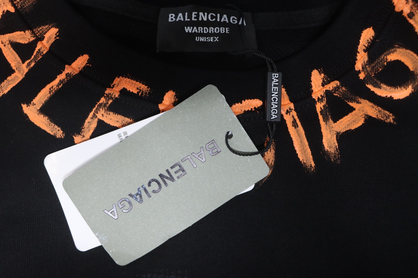 Ba*len*cia*ga 24fw hand-painted double b round neck sweatshirt black