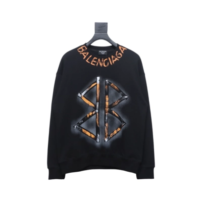 Balenciaga 24Fw Hand-Painted Double B Round Neck Sweatshirt Black 01