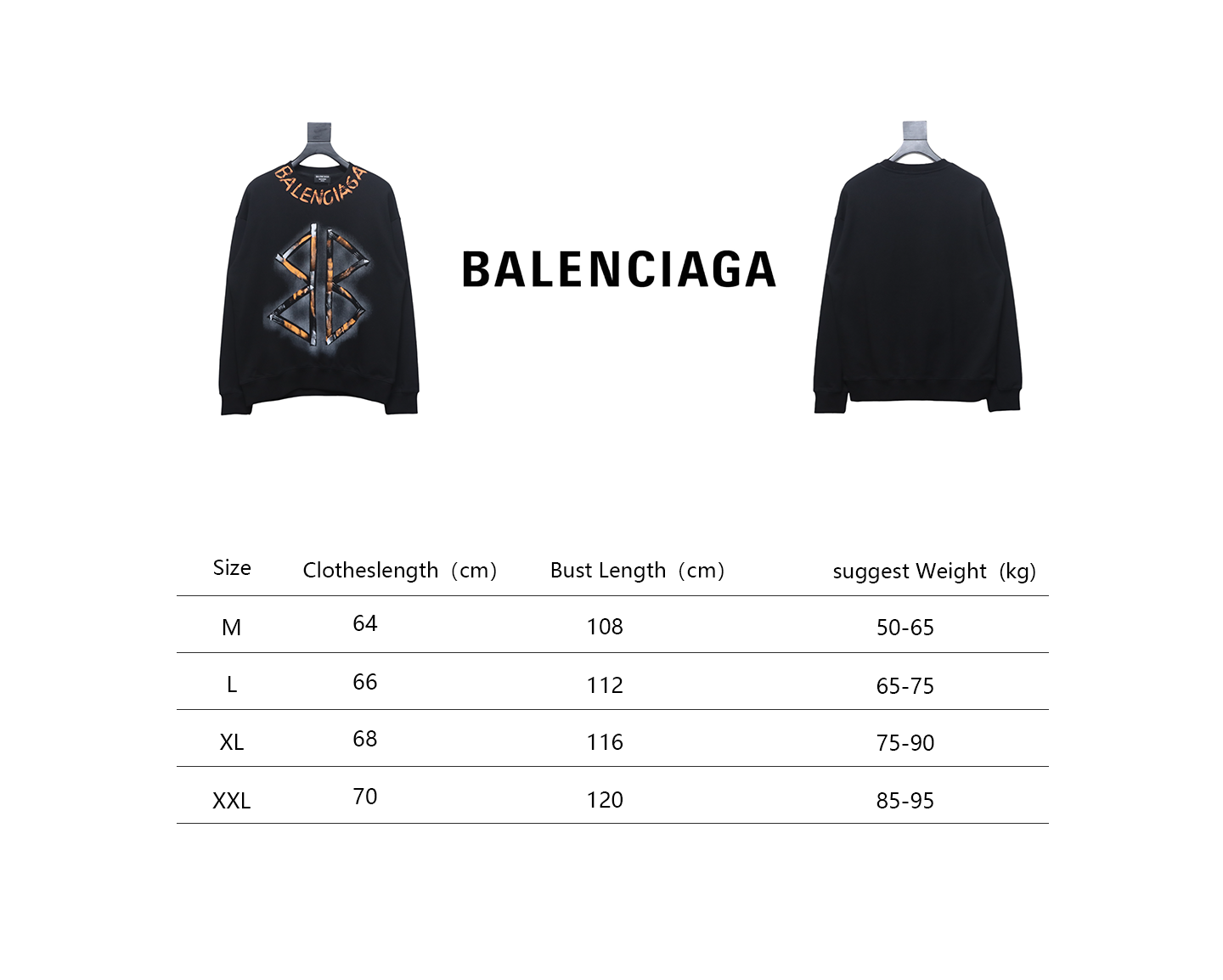 Ba*len*cia*ga 24fw hand-painted double b round neck sweatshirt black