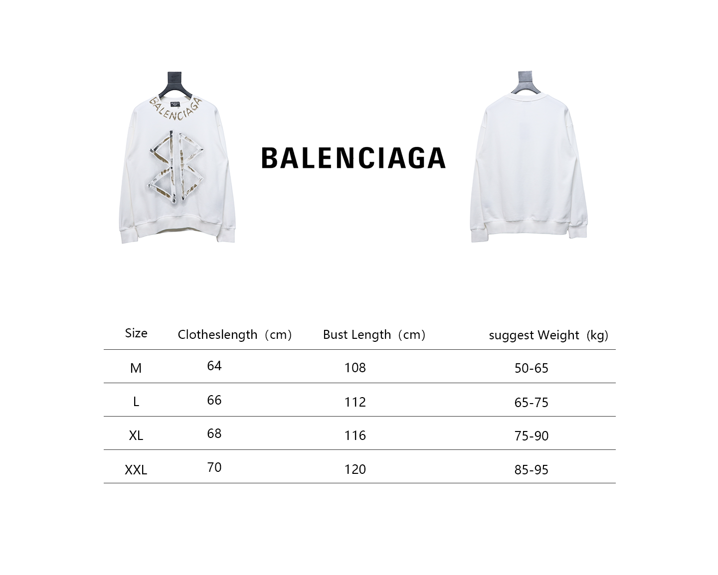 Ba*len*cia*ga 24fw hand-painted double b round neck sweatshirt white