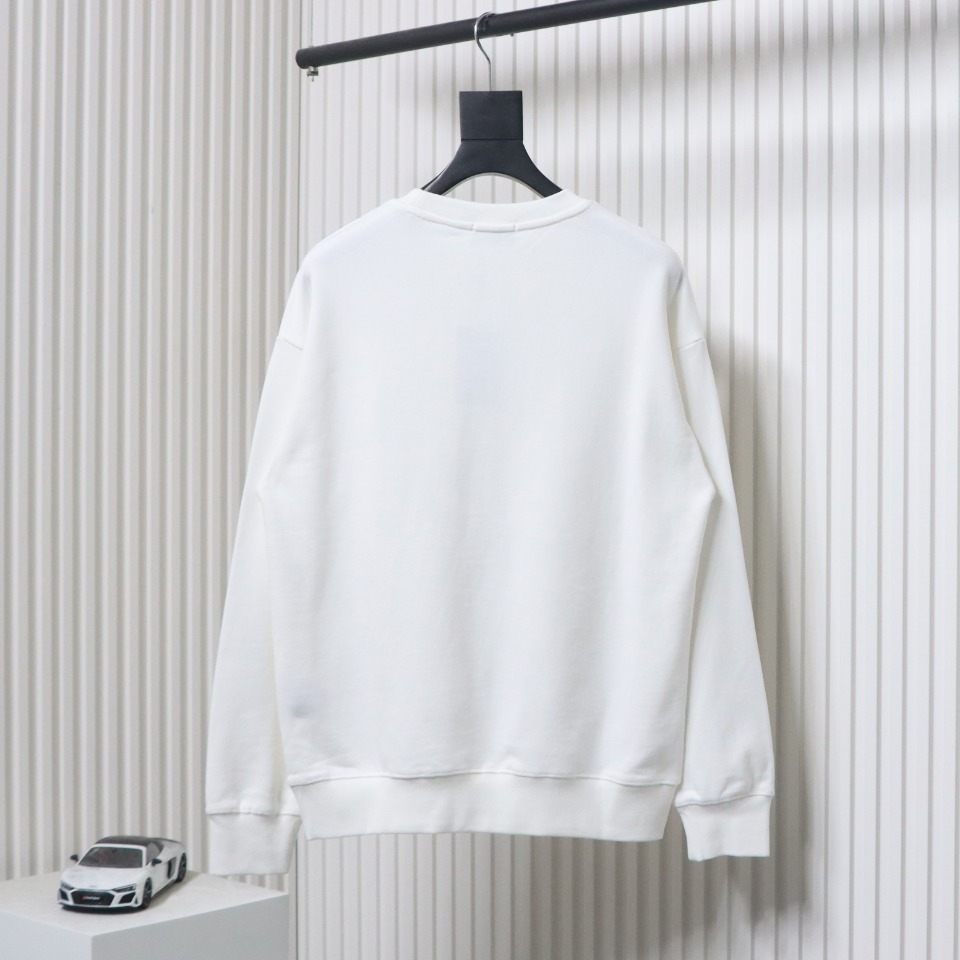 Ba*len*cia*ga 24fw hand-painted double b round neck sweatshirt white