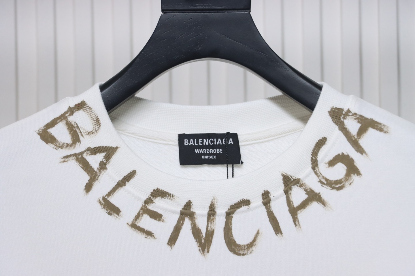 Ba*len*cia*ga 24fw hand-painted double b round neck sweatshirt white