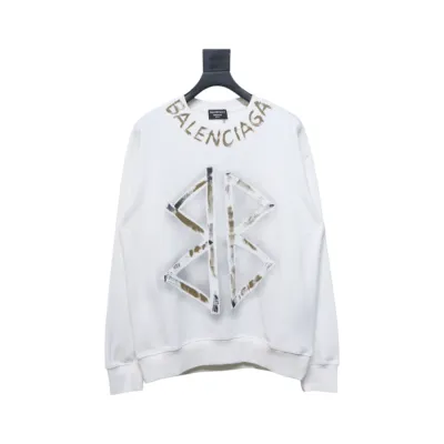 Balenciaga 24Fw Hand-Painted Double B Round Neck Sweatshirt White 01