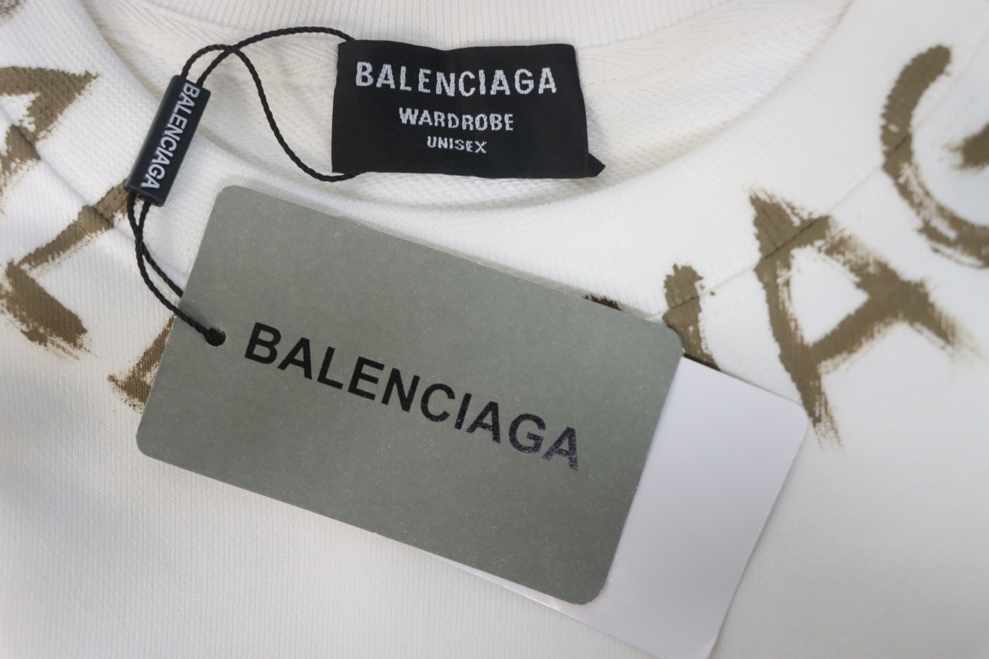 Ba*len*cia*ga 24fw hand-painted double b round neck sweatshirt white