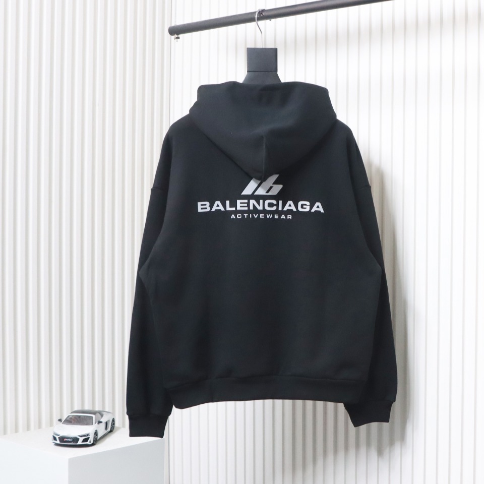 Ba*len*cia*ga 24fw lb reflective letter print hoodie black