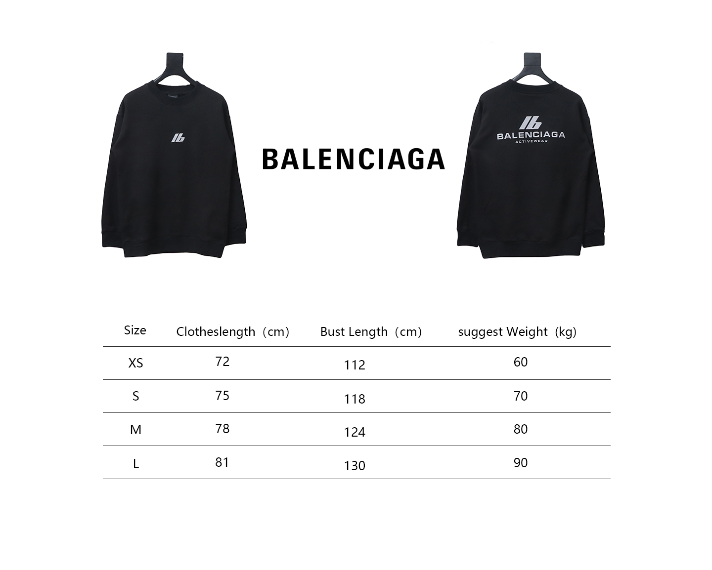 Ba*len*cia*ga 24fw lb reflective lettering logo round neck sweatshirt black