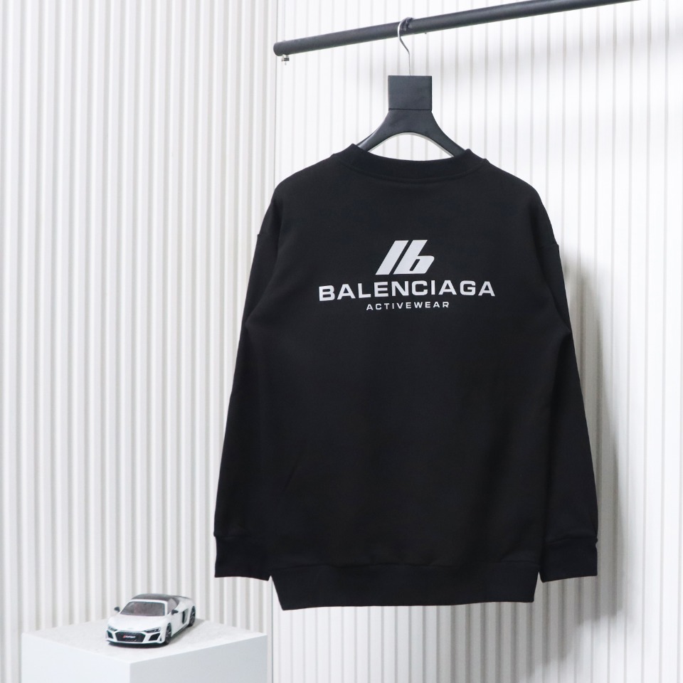Ba*len*cia*ga 24fw lb reflective lettering logo round neck sweatshirt black