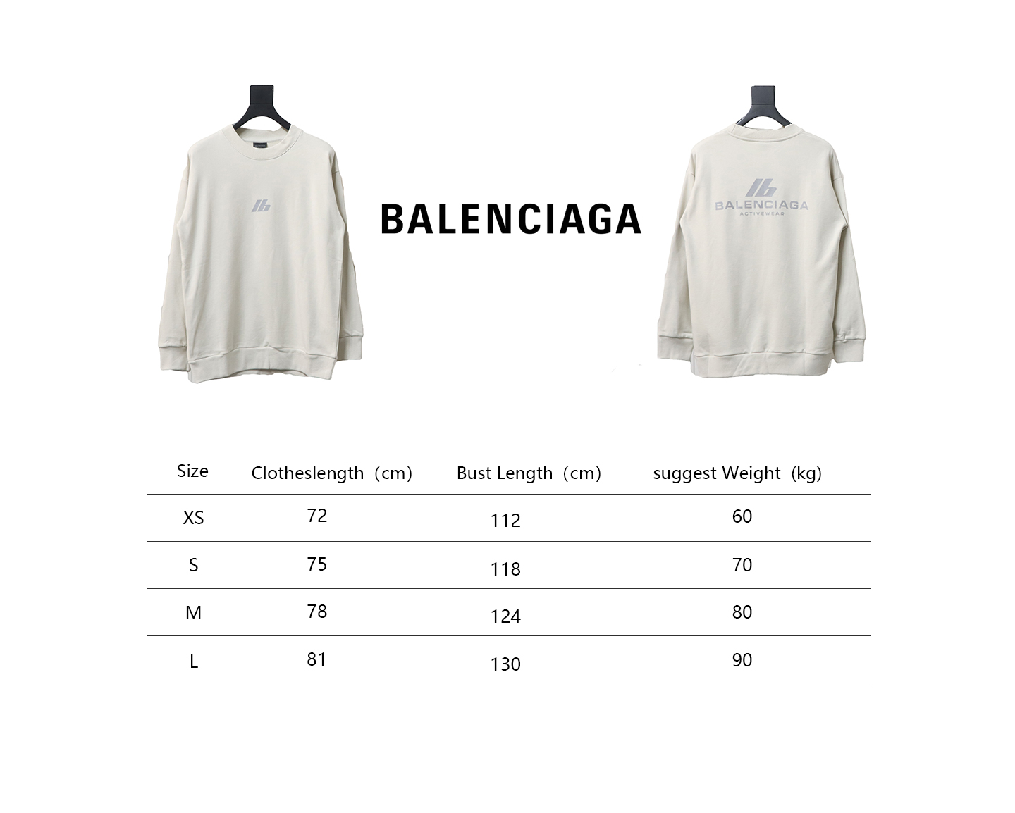 Ba*len*cia*ga 24fw lb reflective lettering logo round neck sweatshirt white